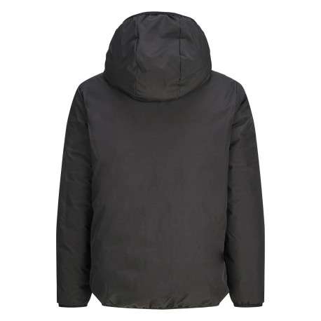 Blouson noir uni avec une coupe droite et un col à capuche - Image 2