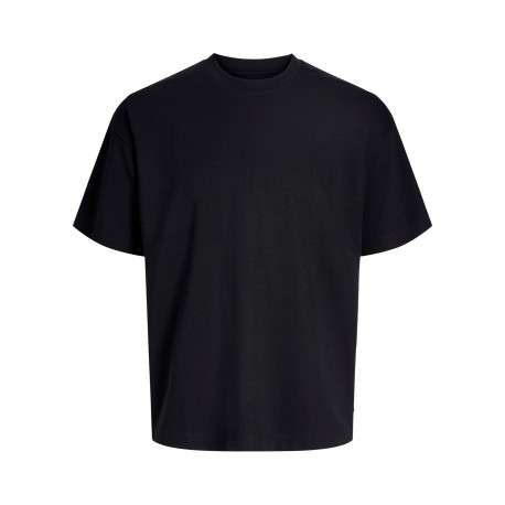 T-shirt noir uni avec une coupe droite et des manches courtes