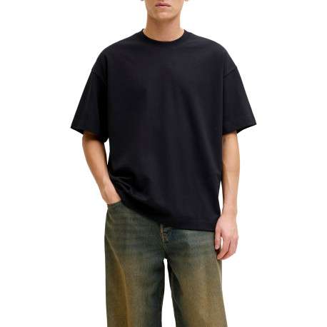 T-shirt noir uni avec une coupe droite et des manches courtes - Image 2