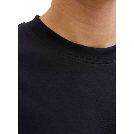 T-shirt noir uni avec une coupe droite et des manches courtes - Image 4