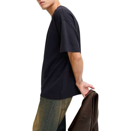 T-shirt noir uni avec une coupe droite et des manches courtes - Image 5