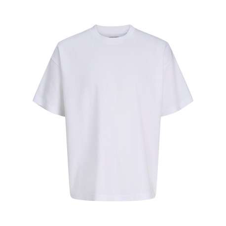 T-shirt blanc uni avec une coupe droite et des manches courtes