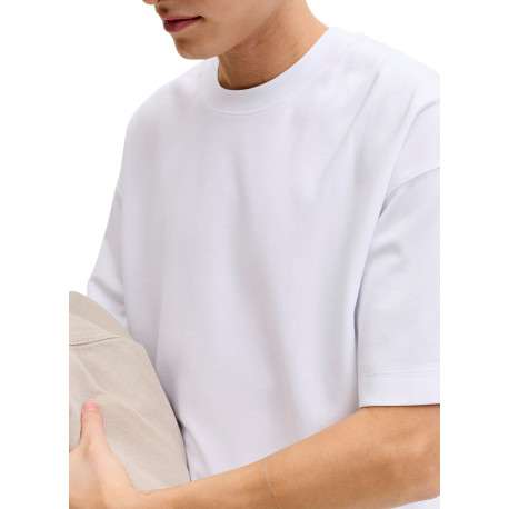 T-shirt blanc uni avec une coupe droite et des manches courtes - Image 6