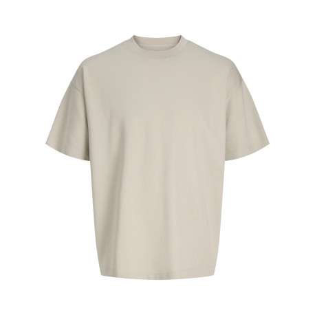 T-shirt beige uni avec une coupe droite et des manches courtes