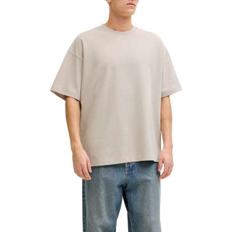 T-shirt beige uni avec une coupe droite et des manches courtes - Image 2