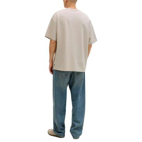 T-shirt beige uni avec une coupe droite et des manches courtes - Image 3