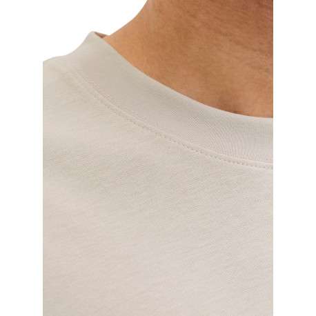 T-shirt beige uni avec une coupe droite et des manches courtes - Image 5