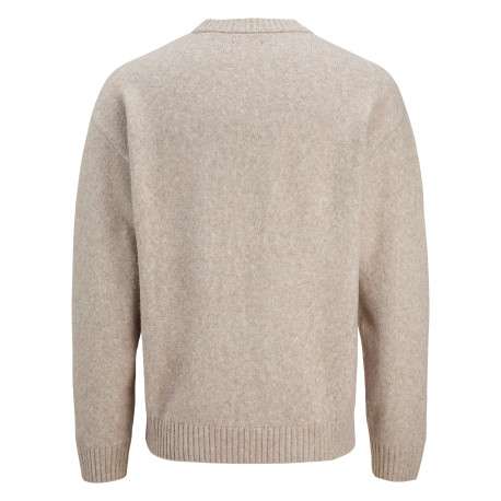 Pull beige uni avec une coupe droite et des manches longues - Image 2