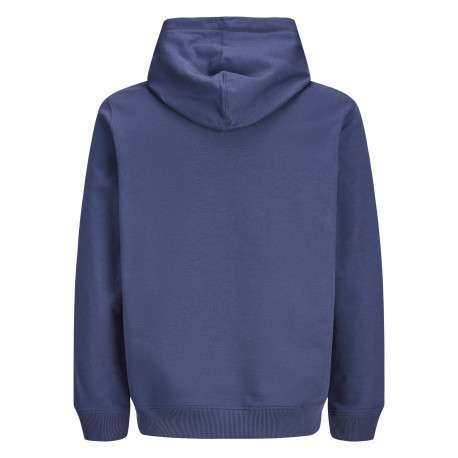 Sweat en coton mélangé bleu uni avec une coupe droite et une capuche - Image 2