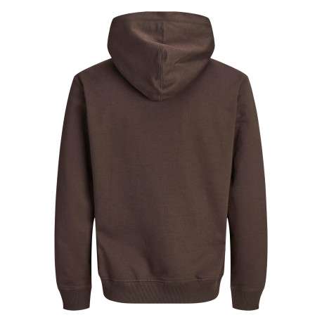 Sweat en coton mélangé marron uni avec une coupe droite et une capuche - Image 2