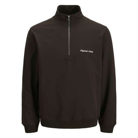Sweat en coton mélangé marron uni avec une coupe droite et un col camionneur
