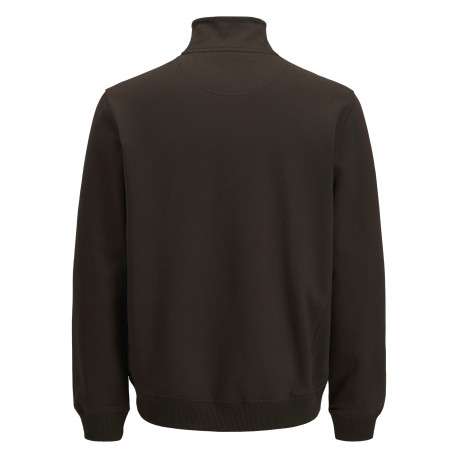 Sweat en coton mélangé marron uni avec une coupe droite et un col camionneur - Image 2