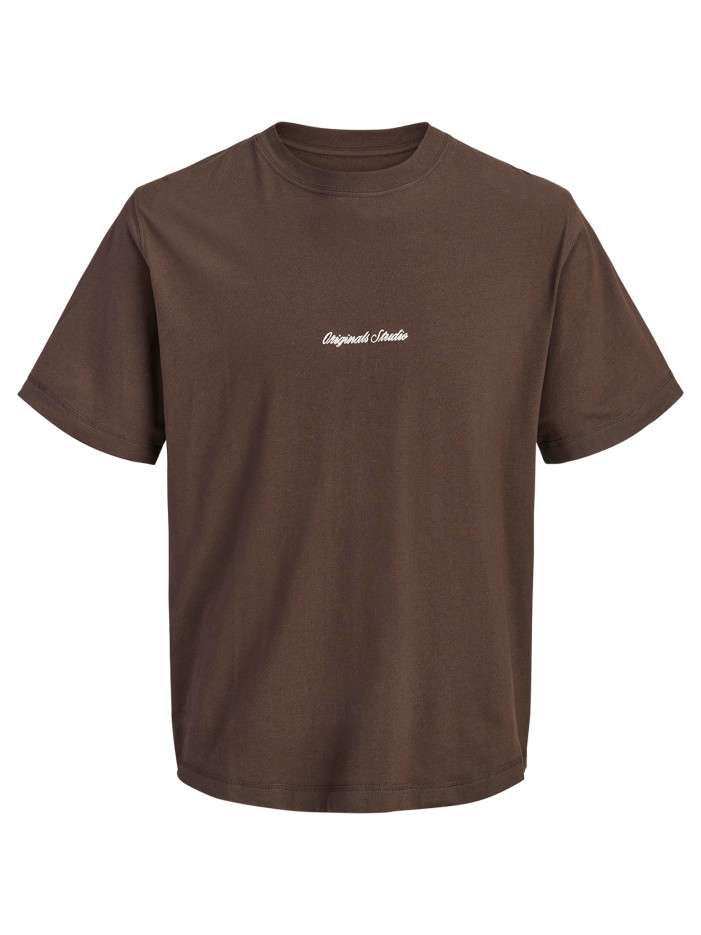 T-shirt en coton marron uni...