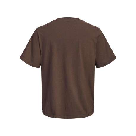 T-shirt en coton marron uni avec une coupe droite et un col rond - Image 2