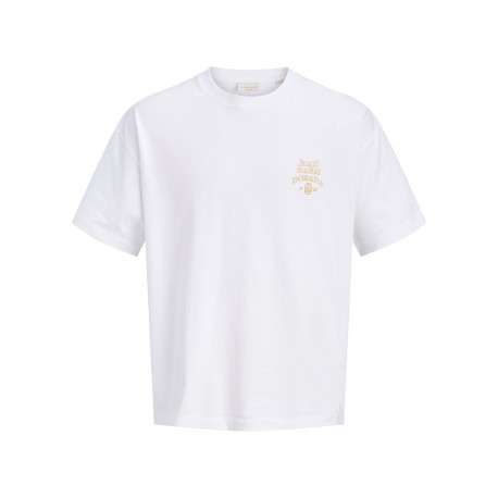 T-shirt en coton blanc à imprimé avec une coupe droite et un col rond
