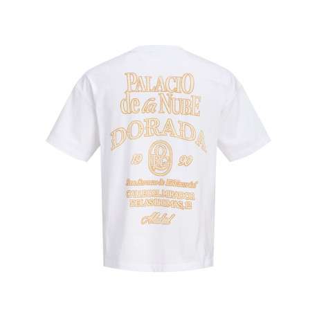 T-shirt en coton blanc à imprimé avec une coupe droite et un col rond - Image 2