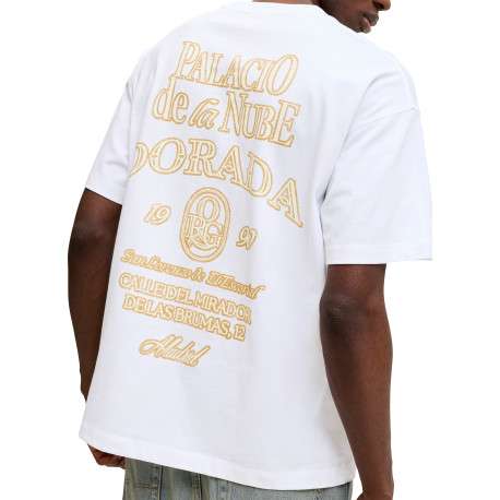 T-shirt en coton blanc à imprimé avec une coupe droite et un col rond - Image 4