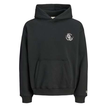 Sweat noir à imprimé avec une coupe droite et un col à capuche