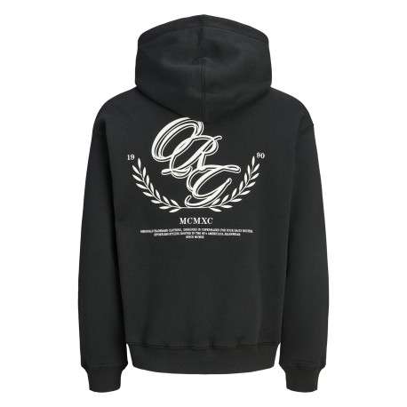 Sweat noir à imprimé avec une coupe droite et un col à capuche - Image 2