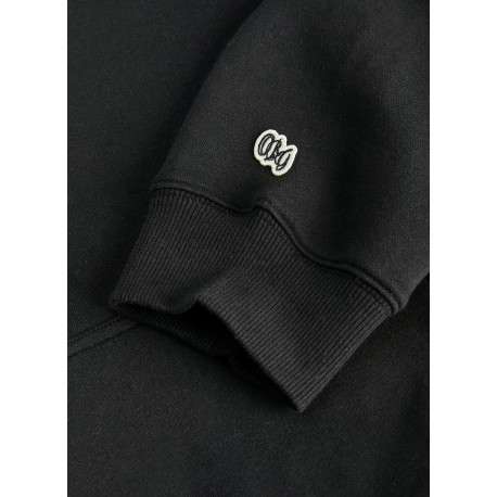 Sweat noir à imprimé avec une coupe droite et un col à capuche - Image 3