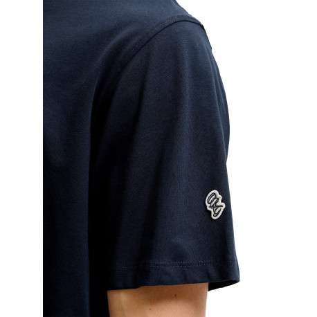 T-shirt en coton marine à imprimé avec une coupe droite et un col rond - Image 5