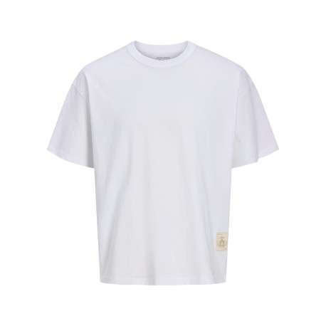 T-shirt en coton blanc à imprimé avec une coupe droite et un col rond