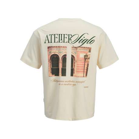 T-shirt écru à imprimé avec une coupe droite et un col rond - Image 2