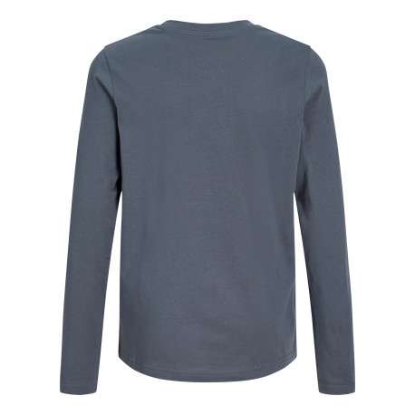 T-shirt en coton gris à imprimé avec des coupe droite et un col rond - Image 2