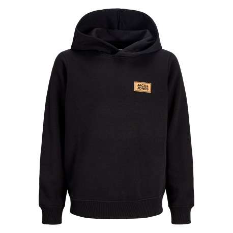 Sweat noir uni à capuche avec une coupe droite et des manches longues