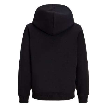 Sweat noir uni à capuche avec une coupe droite et des manches longues - Image 2