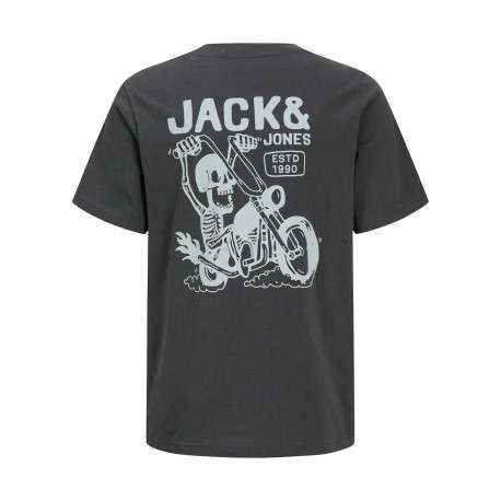 T-shirt en coton anthracite à imprimé avec une coupe droite et un col rond - Image 2