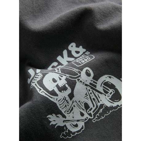T-shirt en coton anthracite à imprimé avec une coupe droite et un col rond - Image 4