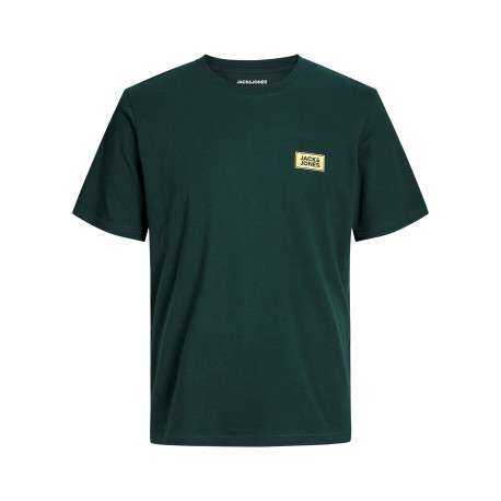 T-shirt en coton sapin uni avec une coupe droite et un col rond