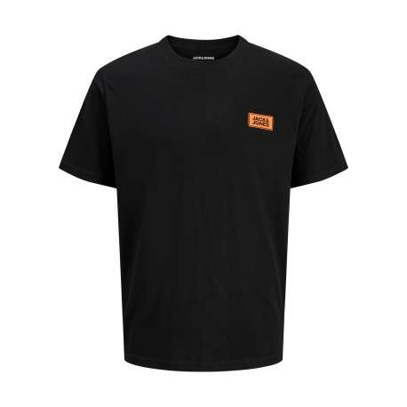 T-shirt en coton noir uni avec une coupe droite et un col rond