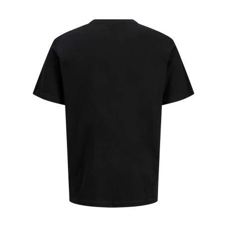T-shirt en coton noir uni avec une coupe droite et un col rond - Image 2