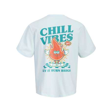 T-shirt en coton biologique ciel à imprimé avec une coupe droite et un col rond - Image 2