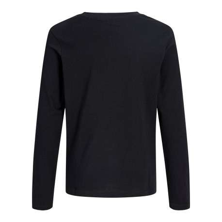 T-shirt en coton noir à imprimé avec un coupe droite et un col rond - Image 2