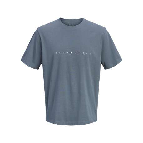 T-shirt en coton bleu uni avec une coupe droite et un col rond