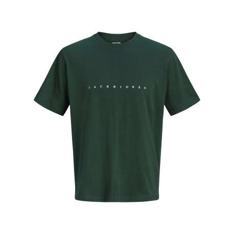 T-shirt en coton vert uni avec une coupe droite et un col rond