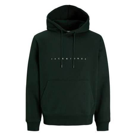 Sweat en coton mélangé vert uni avec une coupe droite et une capuche