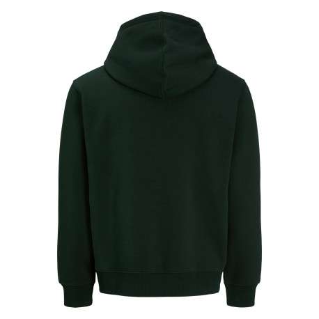 Sweat en coton mélangé vert uni avec une coupe droite et une capuche - Image 2