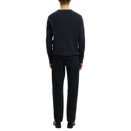 Pull en coton biologique marine à coupe droite pourvu d'un col rond - Image 3