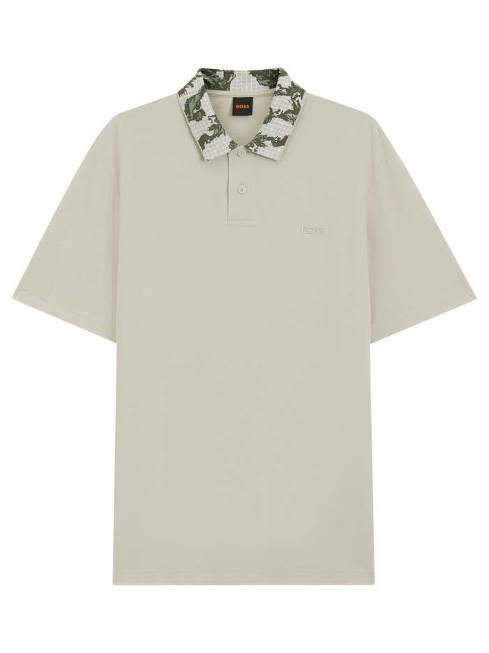 Polo en coton beige uni...