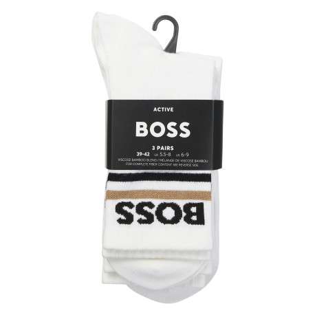 Chaussettes hautes blanches unies avec le logo de la marque brodé - Image 2