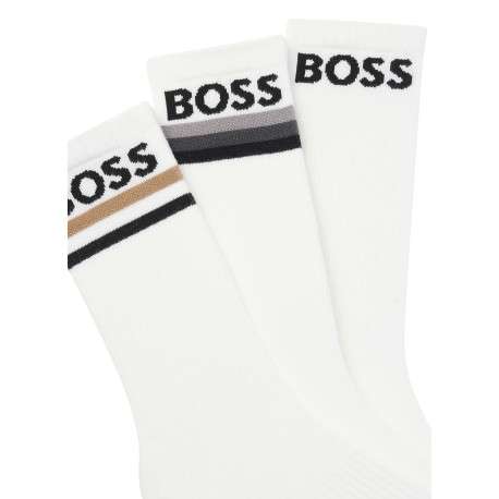 Chaussettes hautes blanches unies avec le logo de la marque brodé - Image 3