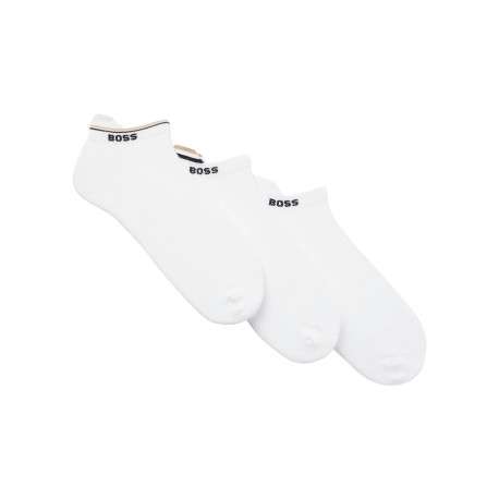 Chaussettes basses en coton mélangé blanches unies avec logo brodé