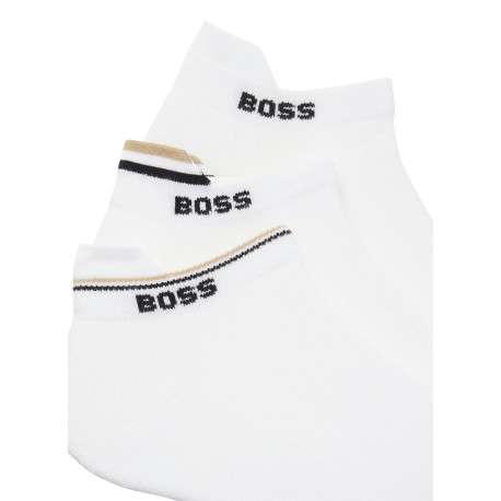 Chaussettes basses en coton mélangé blanches unies avec logo brodé - Image 3