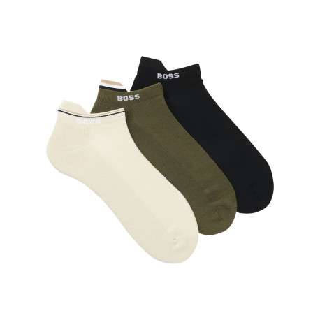 Chaussettes basses en coton mélangé multicolore unies avec logo brodé