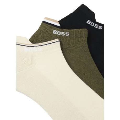 Chaussettes basses en coton mélangé multicolore unies avec logo brodé - Image 3