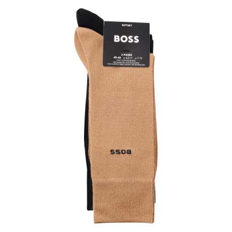 Chaussettes hautes en coton mélangé noires unies avec logo brodé - Image 2